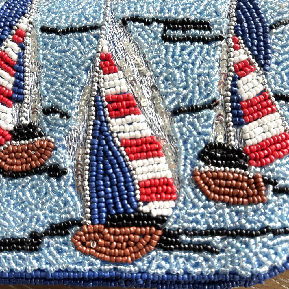 NWT Viral Tik Tok Hand Beaded Sailboat Shoulder Bag Matching Charm Artisanal - Picture 3 of 7
